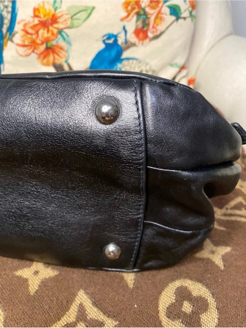 Miu Miu Triple Zip Black Croc Embossed Patent Leather Satchel